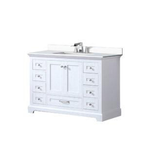 Dukes 48 in. W x 22 in. D White Single Bath Vanity, Cultured Marble Top, and Faucet Set