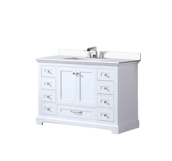 Dukes 48 in. W x 22 in. D White Single Bath Vanity, Cultured Marble Top, and Faucet Set