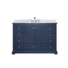 Dukes 48 in. W x 22 in. D Navy Blue Single Bath Vanity, Carrara Marble Top, and Faucet Set