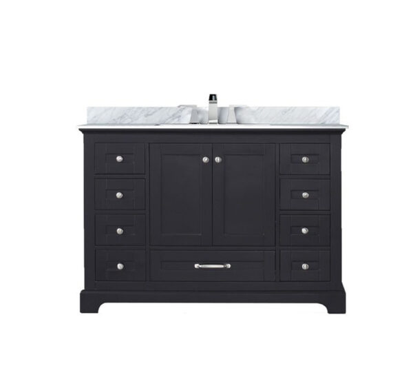 Dukes 48 in. W x 22 in. D Espresso Single Bath Vanity, Carrara Marble Top, and Faucet Set