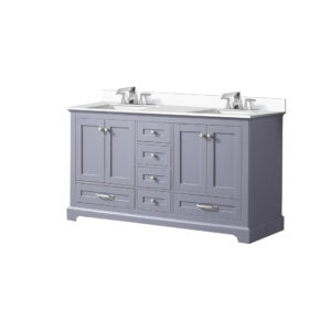 Dukes 60 in. W x 22 in. D Dark Grey Double Bath Vanity, Cultured Marble Top, and Faucet Set