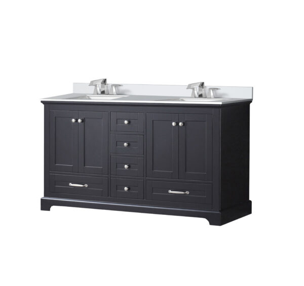 Dukes 60 in. W x 22 in. D Espresso Double Bath Vanity, Cultured Marble Top, and Faucet Set