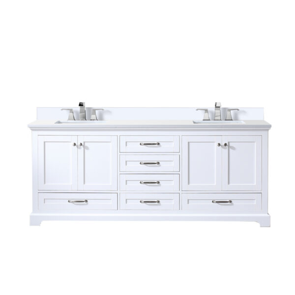 Dukes 80 in. W x 22 in. D White Double Bath Vanity, Cultured Marble Top, and Faucet Set