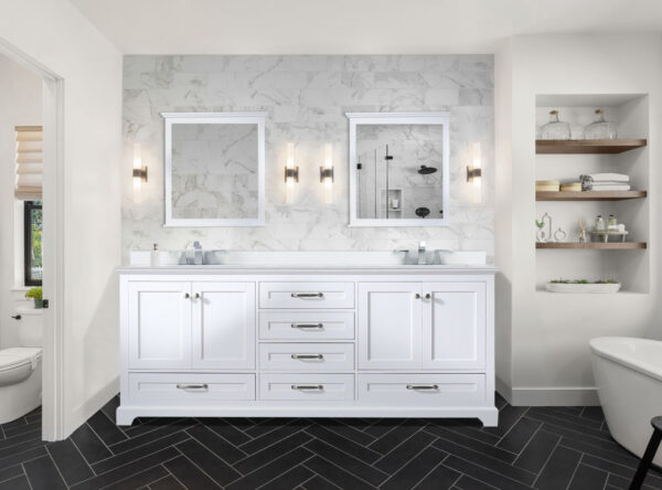 Dukes 80 in. W x 22 in. D White Double Bath Vanity and Cultured Marble Top