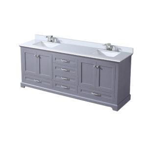 Dukes 80 in. W x 22 in. D Dark Grey Double Bath Vanity, Cultured Marble Top, and Faucet Set