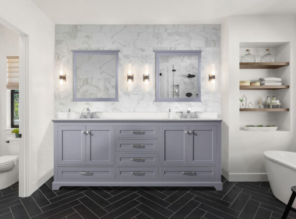 Dukes 80 in. W x 22 in. D Dark Grey Double Bath Vanity and Cultured Marble Top