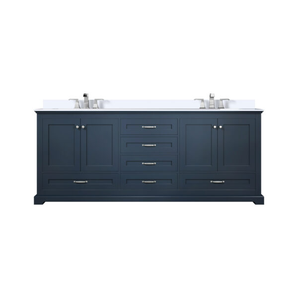 Dukes 80 in. W x 22 in. D Navy Blue Double Bath Vanity, Cultured Marble Top, and Faucet Set