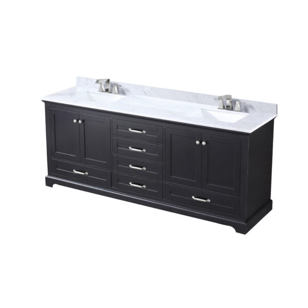 Dukes 80 in. W x 22 in. D Espresso Double Bath Vanity, Carrara Marble Top, and Faucet Set