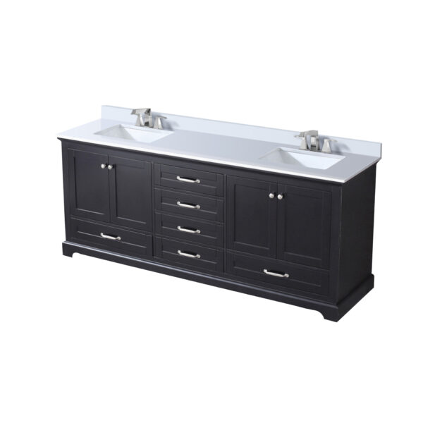 Dukes 80 in. W x 22 in. D Espresso Double Bath Vanity, Cultured Marble Top, and Faucet Set