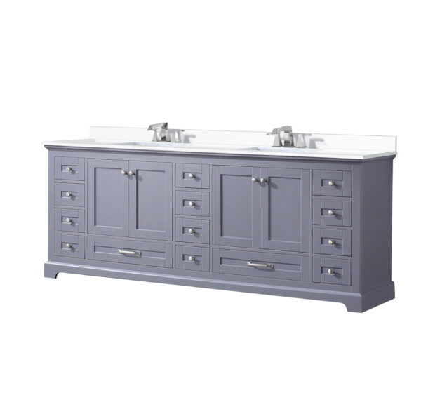 Dukes 84 in. W x 22 in. D Dark Grey Double Bath Vanity, Cultured Marble Top, and Faucet Set