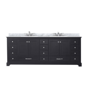 Dukes 84 in. W x 22 in. D Espresso Double Bath Vanity, Carrara Marble Top, and Faucet Set