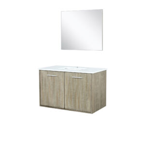 Fairbanks 36W x 20D Rustic Acacia Bath Vanity, Cultured Marble Top and 28Mirror