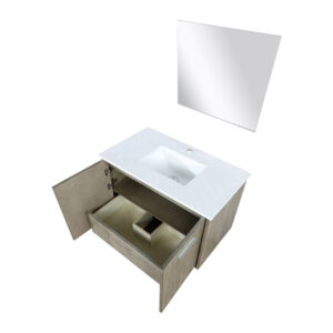 Fairbanks 36W x 20D Rustic Acacia Bath Vanity, Cultured Marble Top and 28Mirror