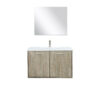 Fairbanks 36W x 20D Rustic Acacia Bath Vanity, Cultured Marble Top, Brushed Nickel Faucet Set and 28Mirror