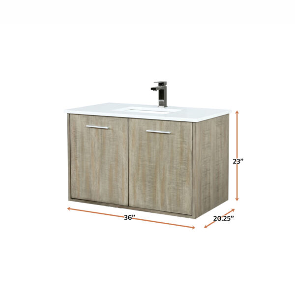 Fairbanks 36W x 20D Rustic Acacia Bath Vanity, Cultured Marble Top and Gun Metal Faucet Set