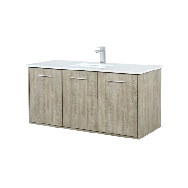 Fairbanks 48W x 20D Rustic Acacia Bath Vanity, Cultured Marble Top and Chrome Faucet Set