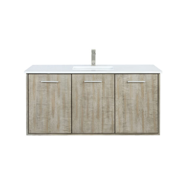 Fairbanks 48W x 20D Rustic Acacia Bath Vanity, Cultured Marble Top and Brushed Nickel Faucet Set