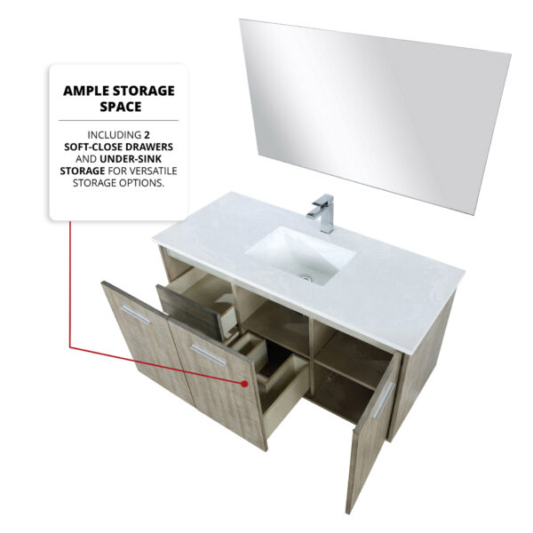 Fairbanks 48W x 20D Rustic Acacia Bath Vanity, Cultured Marble Top and Chrome Faucet Set