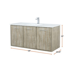 Fairbanks 48W x 20D Rustic Acacia Bath Vanity, Cultured Marble Top and Chrome Faucet Set