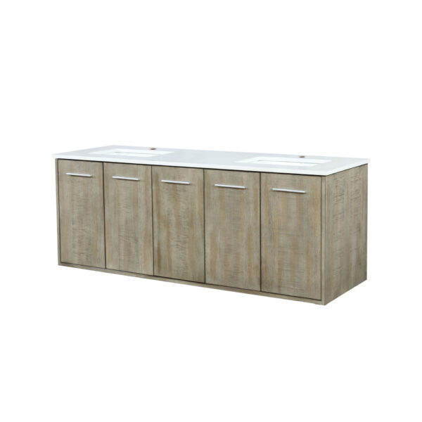 Fairbanks 60W x 20D Rustic Acacia Double Bath Vanity and Cultured Marble Top