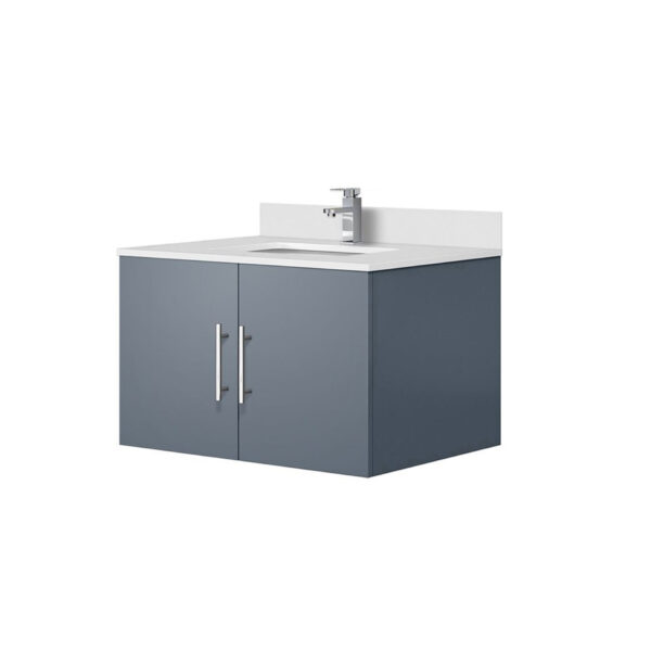 Geneva 30 in. W x 22 in. D Dark Grey Bath Vanity, White Quartz Top, and Faucet Set