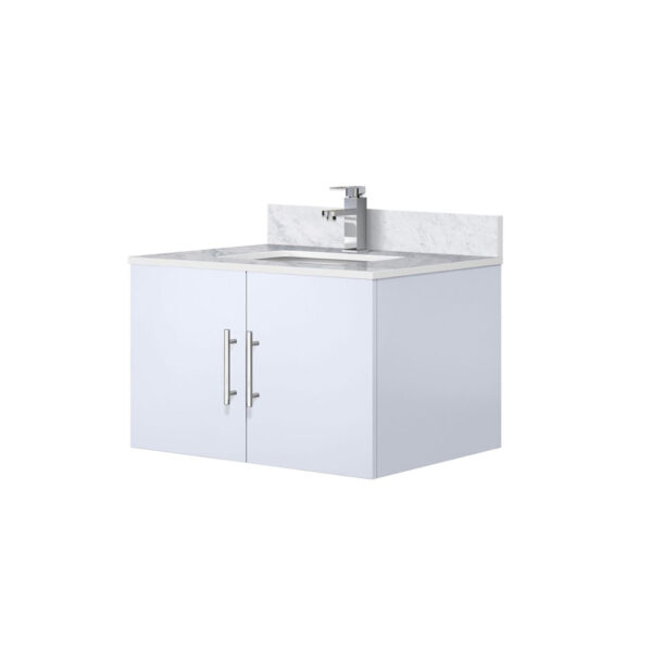 Geneva 30 in. W x 22 in. D Glossy White Bath Vanity, Carrara Marble Top, and Faucet Set