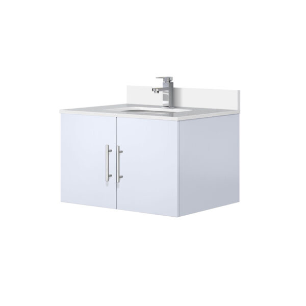 Geneva 30 in. W x 22 in. D Glossy White Bath Vanity, White Quartz Top, and Faucet Set