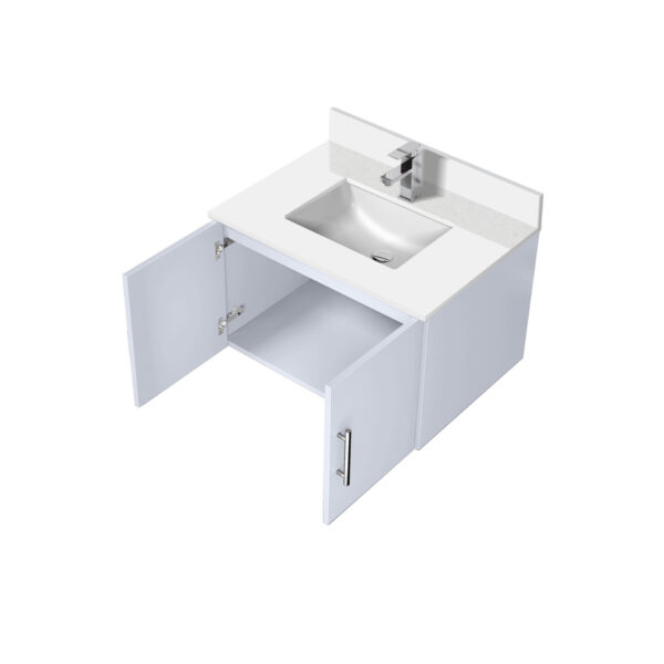 Geneva 30 in. W x 22 in. D Glossy White Bath Vanity, White Quartz Top, and Faucet Set