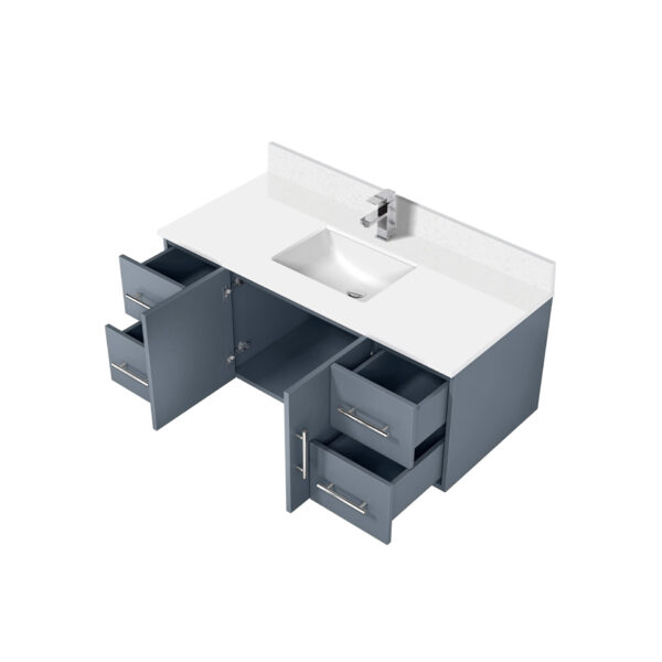 Geneva 48 in. W x 22 in. D Dark Grey Bath Vanity, White Quartz Top, and Faucet Set