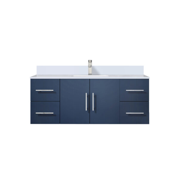 Geneva 48 in. W x 22 in. D Navy Blue Bath Vanity, Cultured Marble Top, and Faucet Set