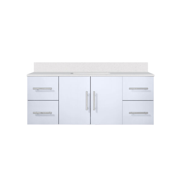 Geneva 48 in. W x 22 in. D Glossy White Bath Vanity and White Quartz Top