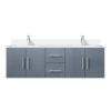 Geneva 60 in. W x 22 in. D Dark Grey Double Bath Vanity, Cultured Marble Top, and Faucet Set