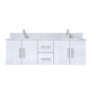 Geneva 60 in. W x 22 in. D Glossy White Double Bath Vanity, Carrara Marble Top, and Faucet Set