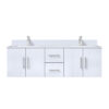 Geneva 60 in. W x 22 in. D Glossy White Double Bath Vanity, Cultured Marble Top, and Faucet Set