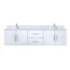 Geneva 72 in. W x 22 in. D Glossy White Double Bath Vanity, Cultured Marble Top, and Faucet Set