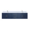 Geneva 80 in. W x 22 in. D Navy Blue Double Bath Vanity, Cultured Marble Top, and Faucet Set