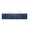 Geneva 84 in. W x 22 in. D Navy Blue Double Bath Vanity, Cultured Marble Top, and Faucet Set