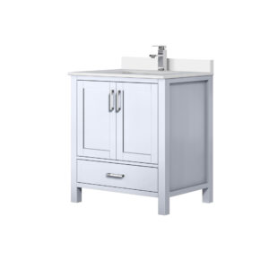 Jacques 30 in. W x 22 in. D White Bath Vanity, Cultured Marble Top, and Faucet Set