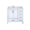 Jacques 36 in. W x 22 in. D Left Offset White Bath Vanity, Carrara Marble Top, and Faucet Set