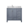 Jacques 36 in. W x 22 in. D Left Offset Dark Grey Bath Vanity, Carrara Marble Top, and Faucet Set