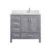 Jacques 36 in. W x 22 in. D Right Offset Distressed Grey Bath Vanity, Cultured Marble Top, and Faucet Set