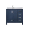 Jacques 36 in. W x 22 in. D Left Offset Navy Blue Bath Vanity, Cultured Marble Top, and Faucet Set