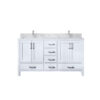 Jacques 60 in. W x 22 in. D White Bath Vanity, Cultured Marble Top, and Faucet Set