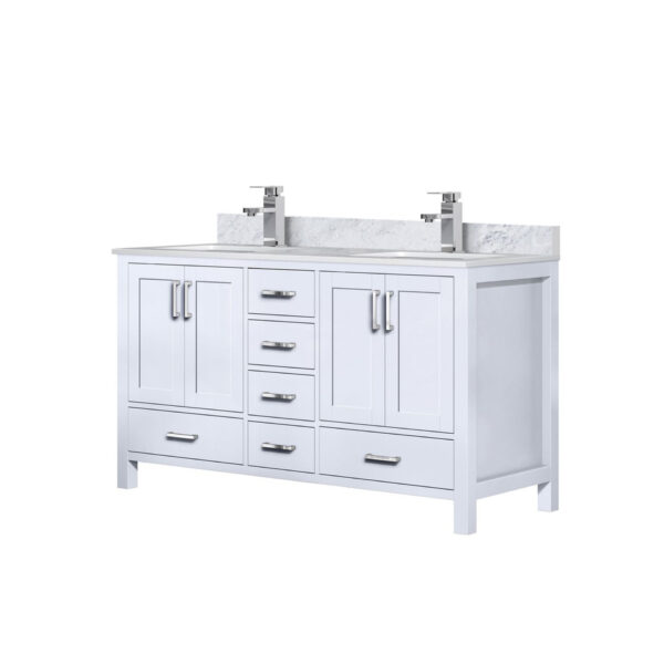 Jacques 60 in. W x 22 in. D White Bath Vanity, Cultured Marble Top, and Faucet Set