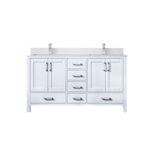 Jacques 80 in. W x 22 in. D White Bath Vanity, Cultured Marble Top, and Faucet Set