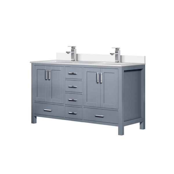 Jacques 60 in. W x 22 in. D Dark Grey Bath Vanity, Cultured Marble Top, and Faucet Set