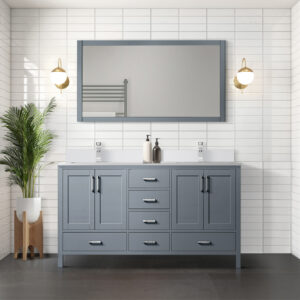 Jacques 60 in. W x 22 in. D Dark Grey Bath Vanity, Cultured Marble Top, and Faucet Set