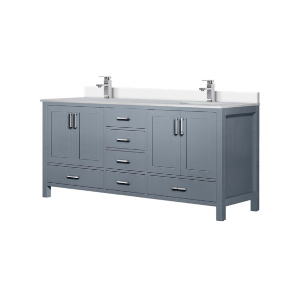 Jacques 72 in. W x 22 in. D Dark Grey Bath Vanity, Cultured Marble Top, and Faucet Set