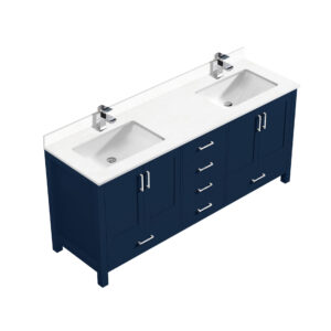 Jacques 72 in. W x 22 in. D Navy Blue Bath Vanity, Cultured Marble Top, and Faucet Set