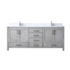 Jacques 80 in. W x 22 in. D Distressed Grey Double Bath Vanity, Carrara Marble Top, and Faucet Set